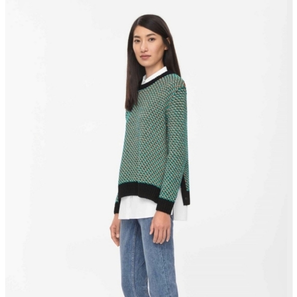 COS Sweaters - COS Split-Side Cotton Knit Jumper Sweater Jade